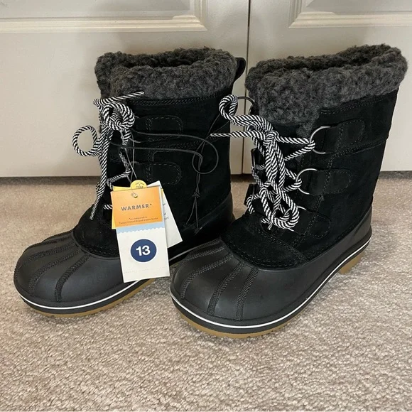 Cat & Jack kids Black and Gray Winter snow Boots size 13 - Picture 3 of 8